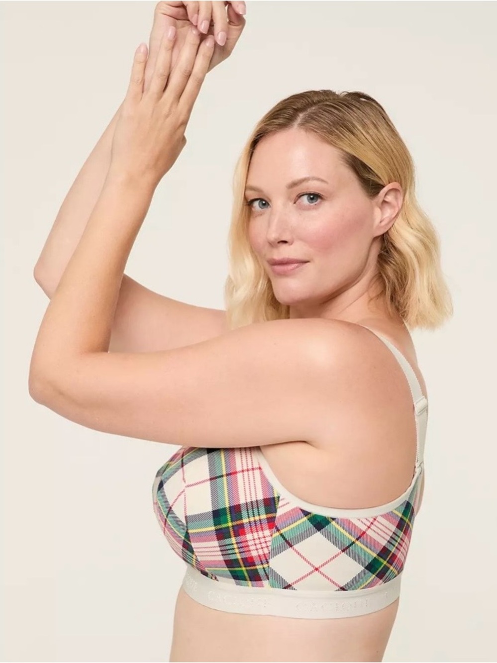 Lane Bryant Cacique Plaid Cotton Lightly Lined No-Wire Bra - Picture 4 of 13